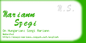 mariann szegi business card